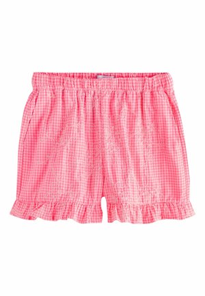 REGULAR FIT - GINGHAM WITH EMBROIDERY - Šortky - neon pink white