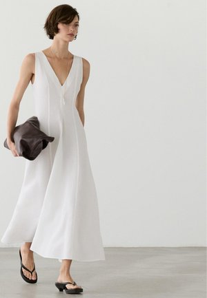 Massimo Dutti, FLOWING LINEN BLEND MIDI DRESS - Maxi-jurk - white