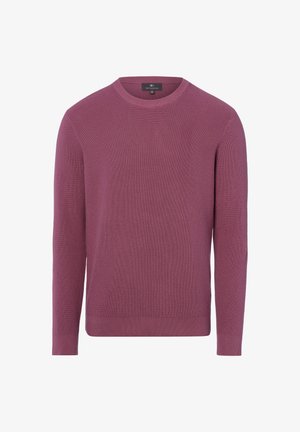 Pull en maille à manches longues avec col rond, de couleur mauve, doté de poignets et d'un ourlet côtelés, confectionné en tissu texturé.