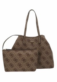 Guess ORLINA LOGO SATCHEL - Handtas - latte logo/brown/bruin