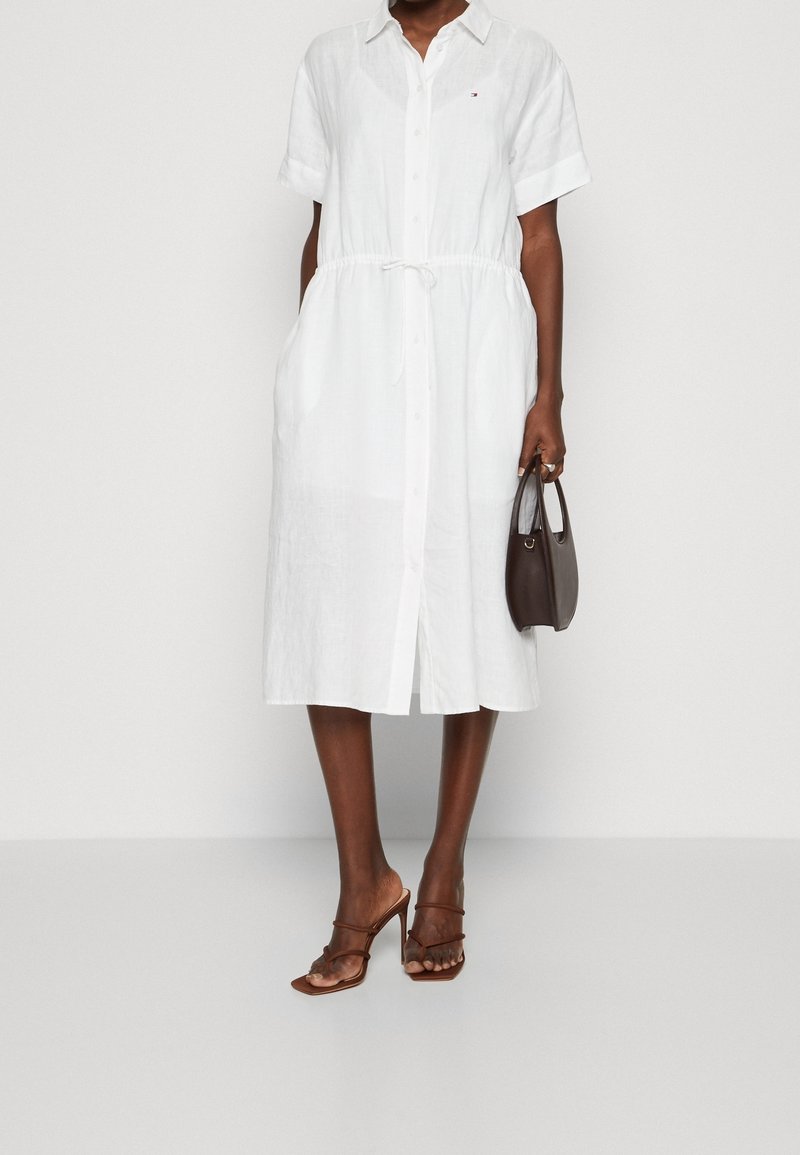 tommy hilfiger white shirt dress Curve Pure Linen Midi Shirt Dress | White
