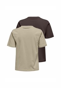 To korteærmede T-shirts i en beige og mørkebrun farvekombination. Lavet af bomuld med et klassisk rundhalsdesign og en blød tekstur.