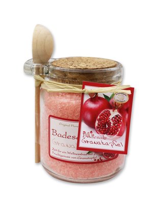 BADESALZ GRANATAPFEL GLAS MIT HOLZLÖFFEL 300 G - Bubble bath & soak - rot