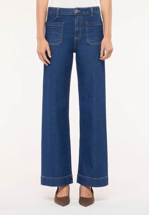Terranova, PANTALONE JEANS LUNGO TINTA UNITA - Wide Leg - blu denim scuro