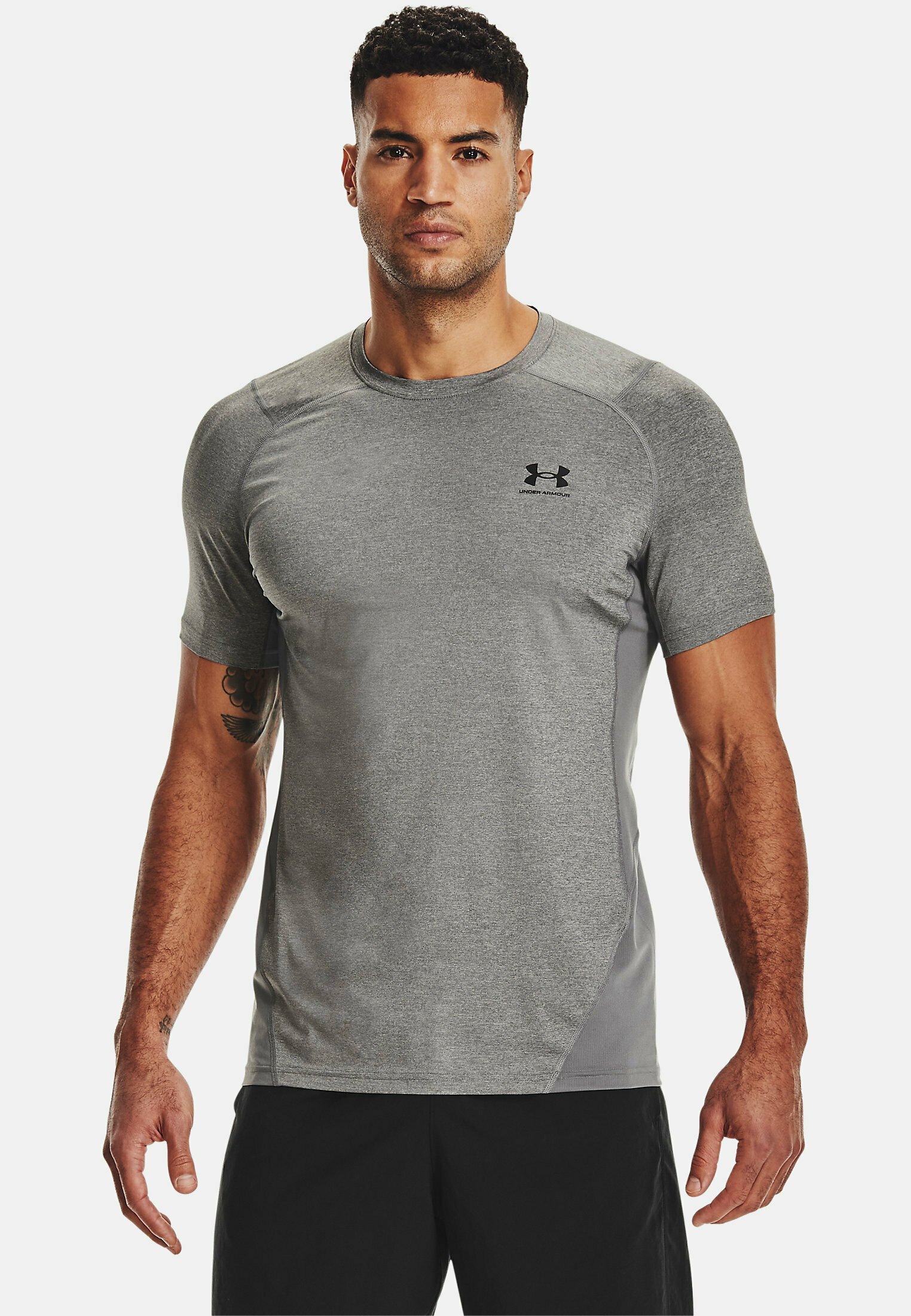 Under Armour FITTED - Sports T-shirt - carbon heather/grey 