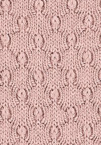 Tissu tricoté en rose doux, présentant un motif complexe de formes ovales avec des textures en relief, uniformément réparties sur le matériau.