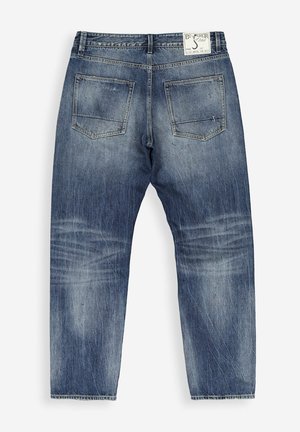 Lichtblauwe denim jeans met een relaxed fit, voorzien van twee achterzakken en vervagings voor een versleten uitstraling. Label op de tailleband zichtbaar.