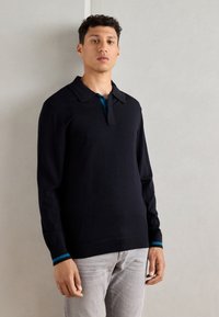 Scotch & Soda LONG SLEEVE POLO - Strickpullover - anthracite