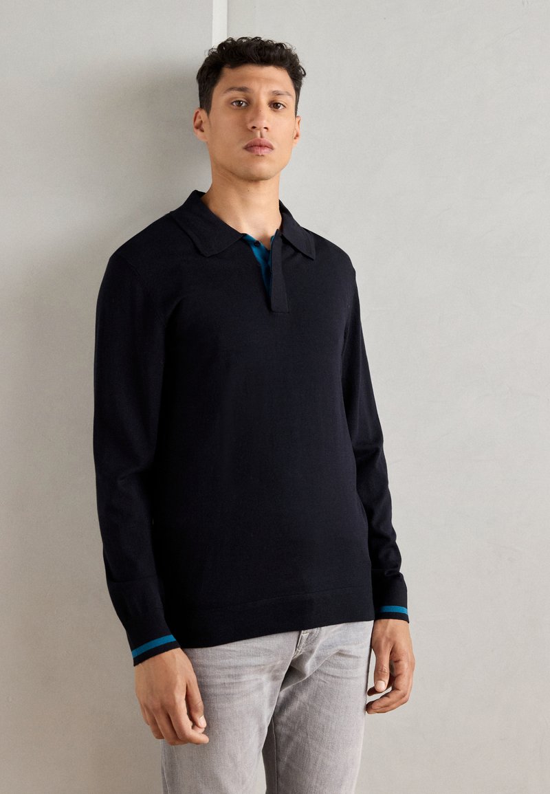 Scotch & Soda LONG SLEEVE POLO - Strickpullover - anthracite