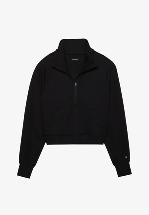 Even&Odd active OVERSIZED HIGH NECK FLEECE WITH 1/2 ZIP - Bluză de molton - black