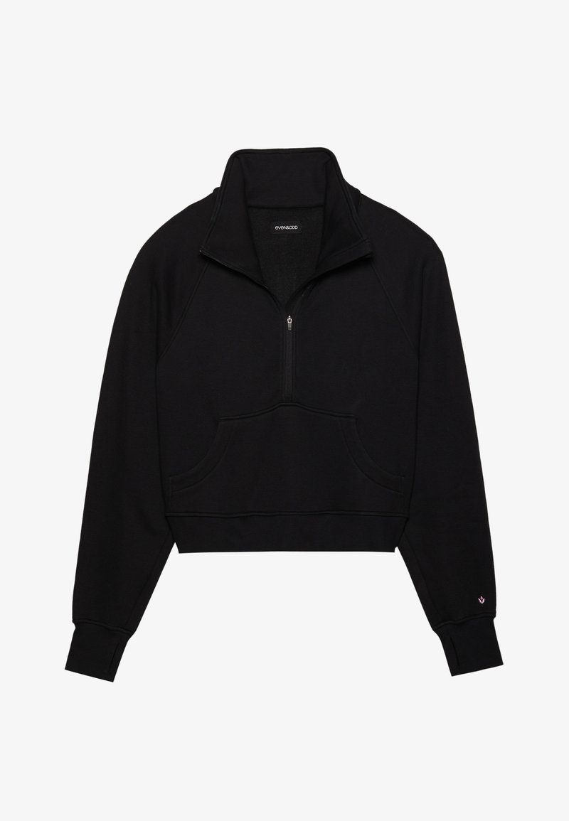 Even&Odd active OVERSIZED HIGH NECK FLEECE WITH 1/2 ZIP - Mikina - black