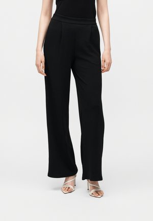VILA VIBENNE WIDE PLEAT - Trousers - black beauty