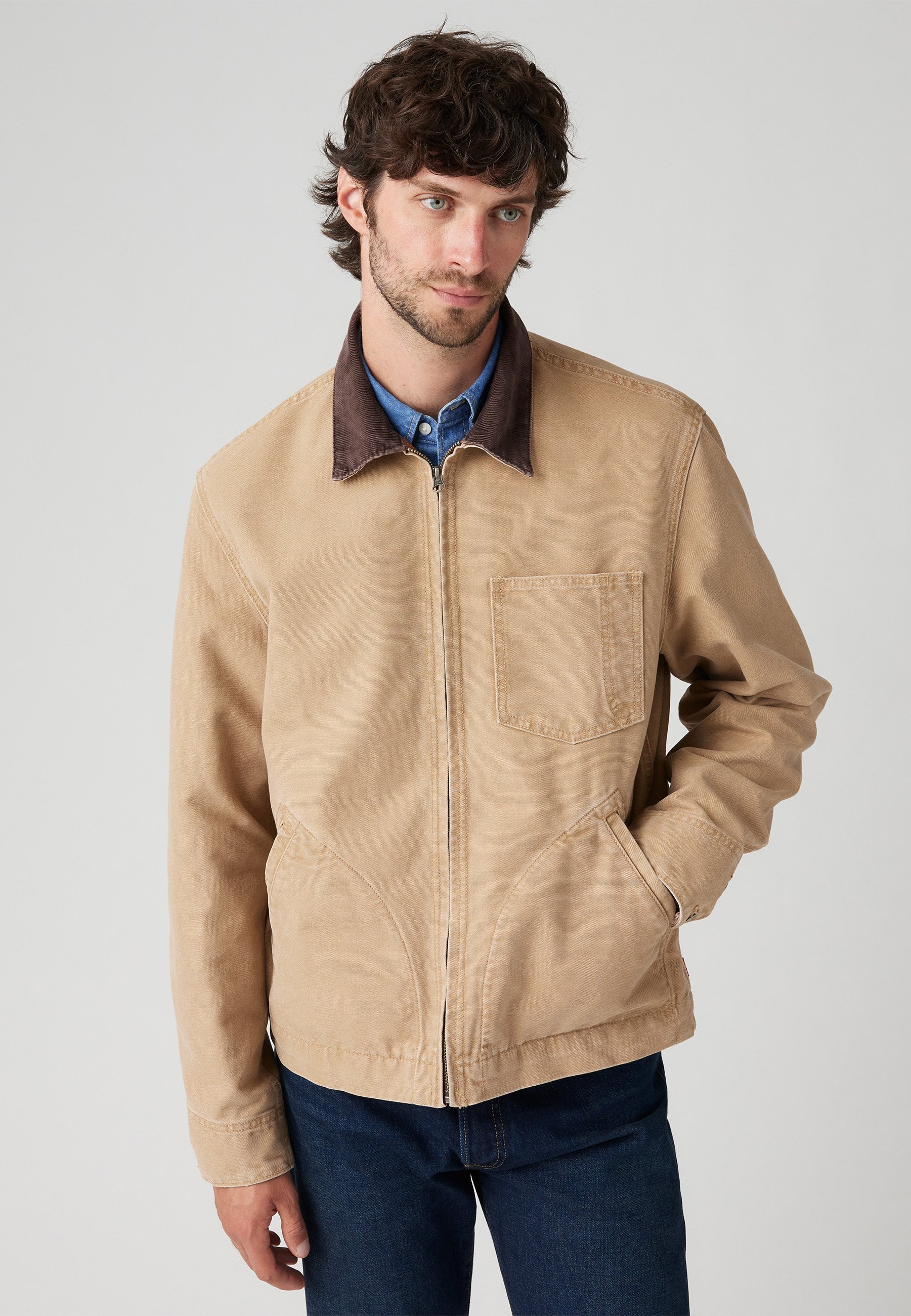 Levi's® FULL ZIP MECHANICS - Denim jacket - scary tiger's eye/sand