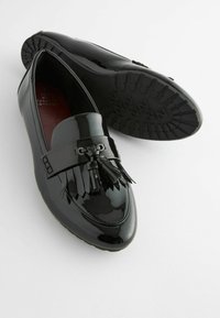Next WIDE FIT FOREVER COMFORT CLEATED TASSEL LOAFERS - Slip-ins - black patent