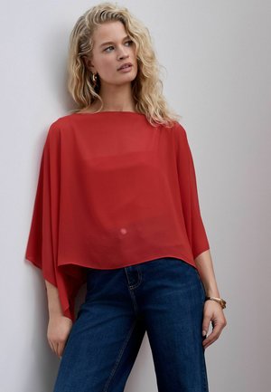 Next, REGULAR FIT - SHEER LAYER CAPE SLEEVE TOP  . - Blouse - red