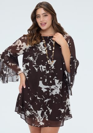 Fiorella Rubino, VESTITO CORTO FREE CON STAMPA - Jurk - marrone
