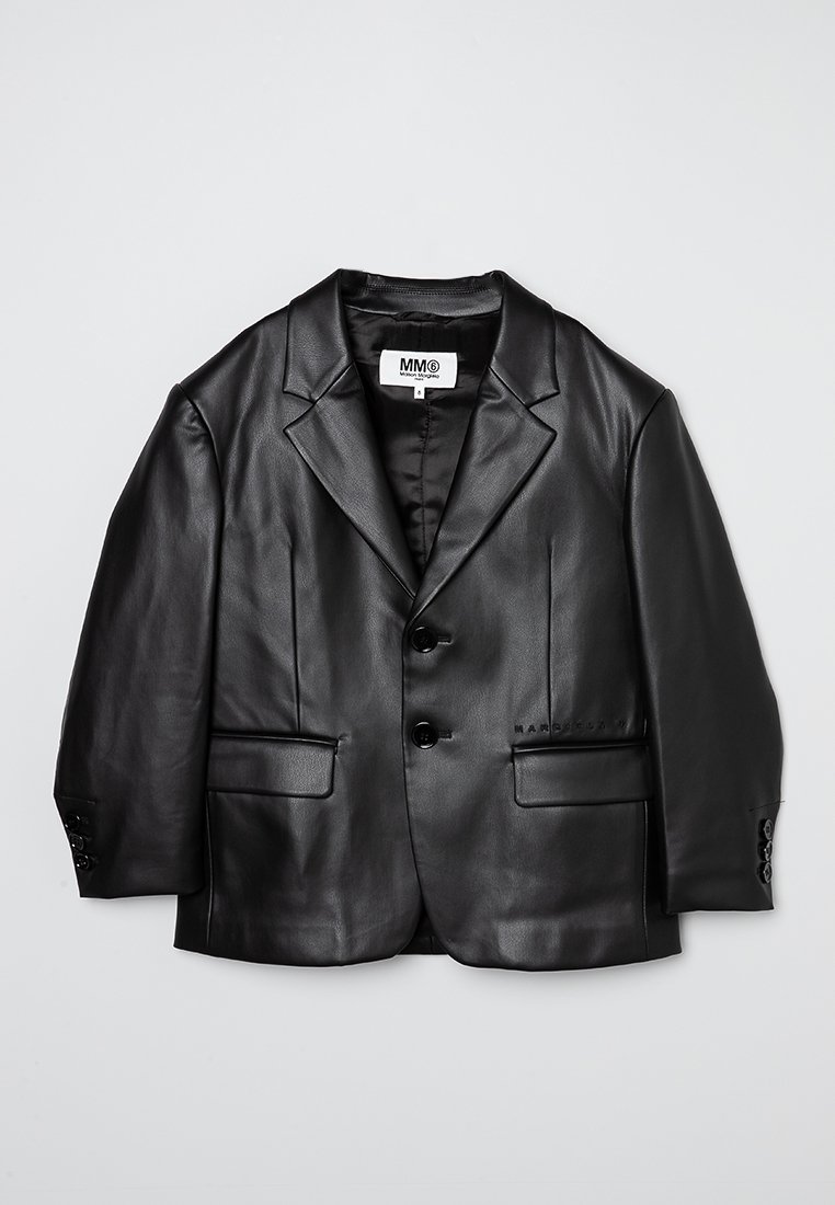 MM6 Maison Margiela Imitatieleren jas zwart