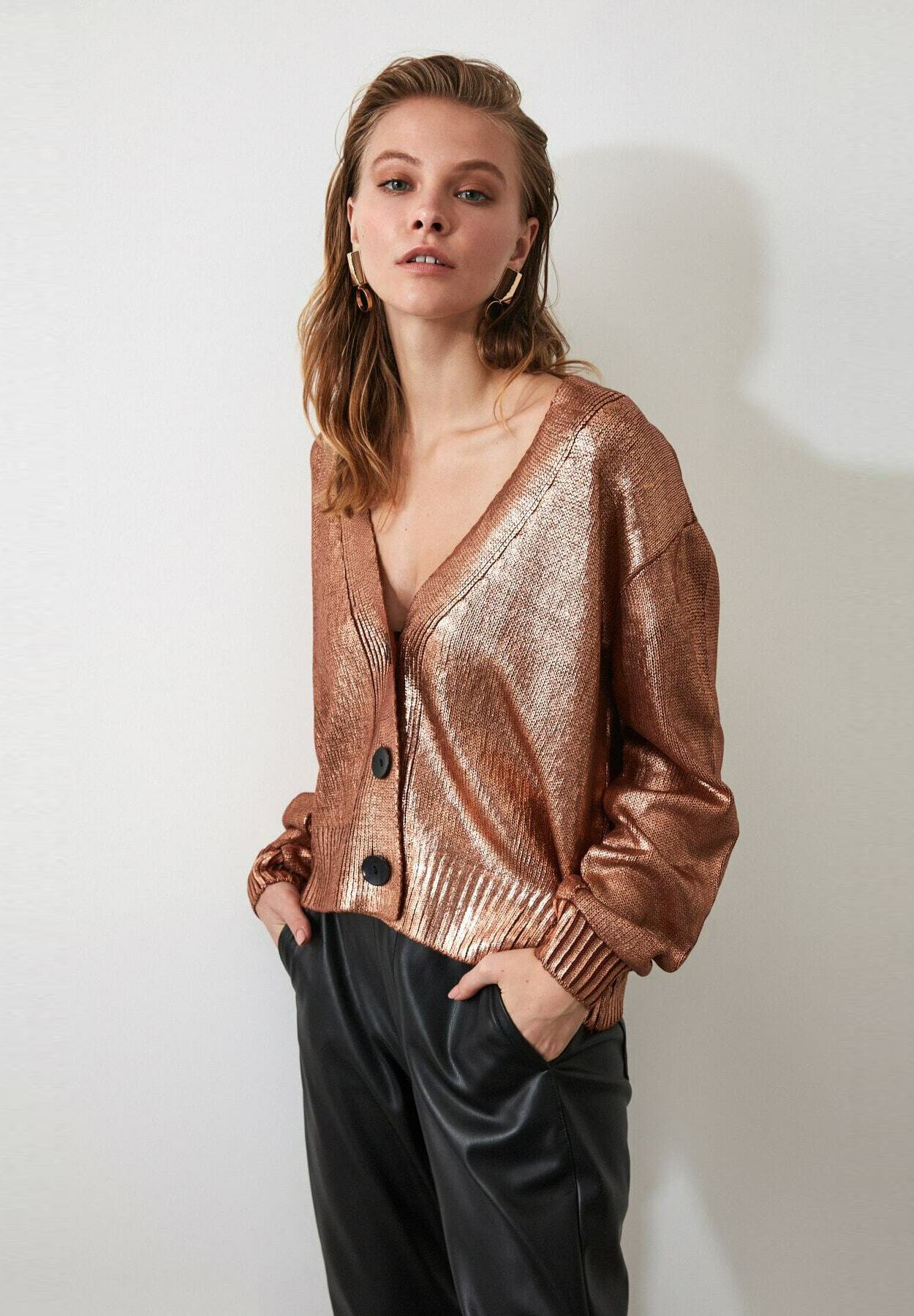 Trendyol Cardigan - metallic/brown 