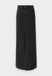 VIKTORIA LONG - Jeansskjørt - worn in black obsidian