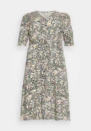 ONLY Curve ONCFREDERIKKE V NECK BELT DRESS - Φόρεμα πουκάμισο - cloud dancer/yellow