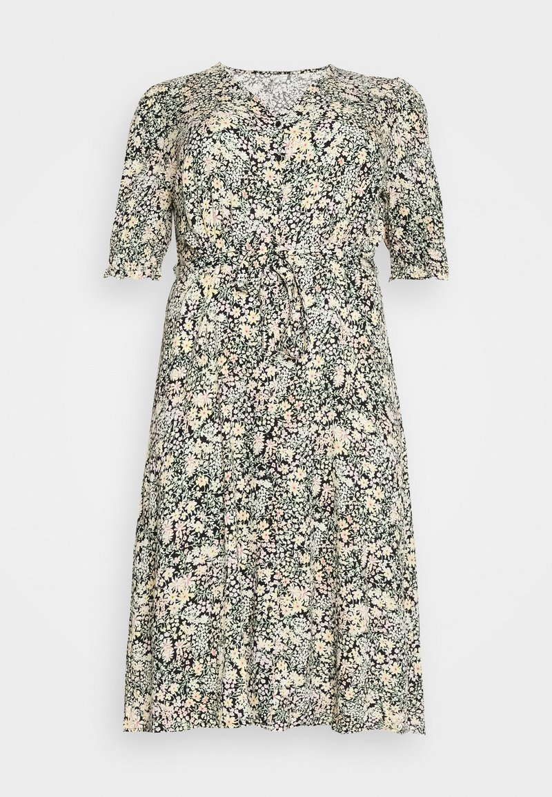 ONLY Curve ONCFREDERIKKE V NECK BELT DRESS - Φόρεμα πουκάμισο - cloud dancer/yellow