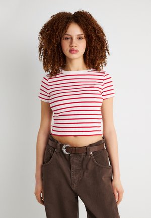 ESSENTIAL SPORTY TEE - Μπλουζάκι με στάμπα - bright white/urban red