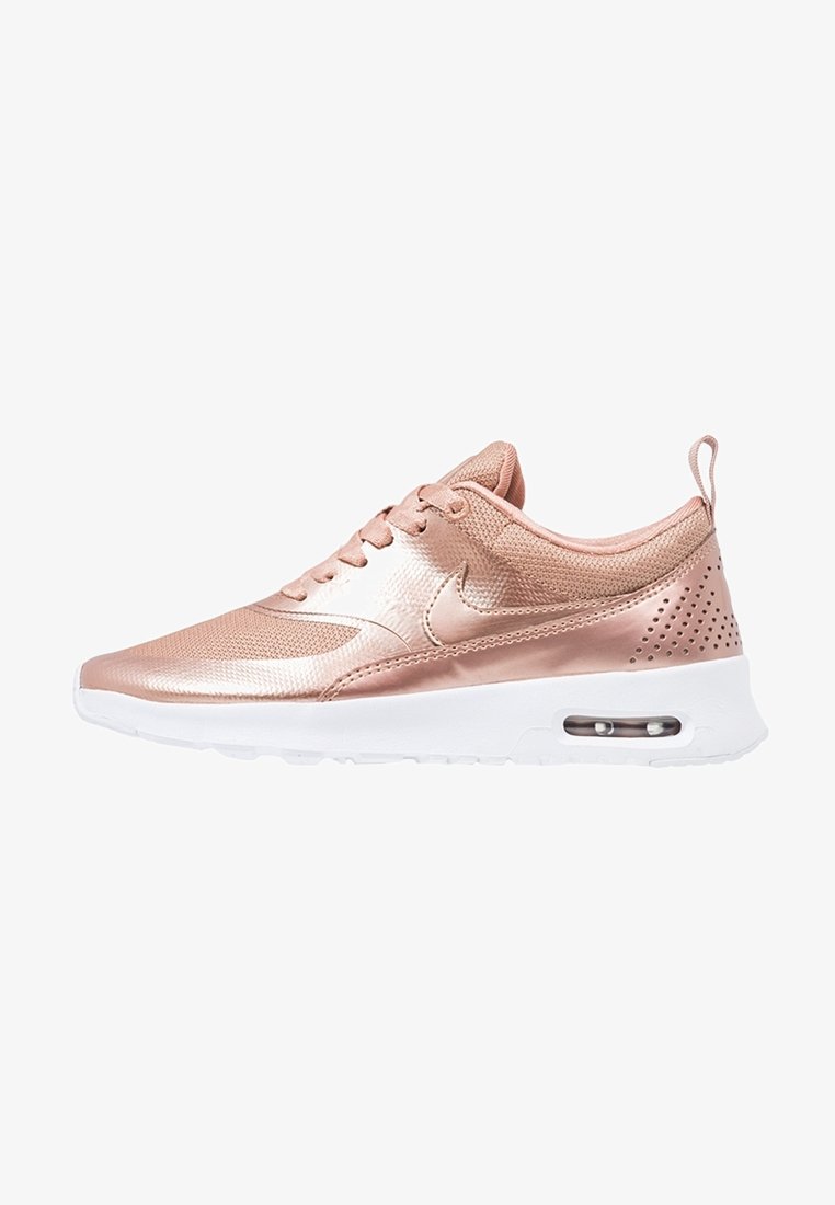 Light pink women's athletic sneaker with mesh upper, lace-up closure, cushioned sole, and visible air bubble in white midsole.