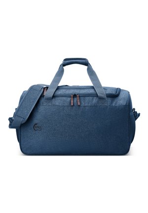 Borsa a duffel blu realizzata in tessuto testurizzato. Caratterizzata da manici doppi e una tracolla regolabile. Due scomparti con zip e dettagli con logo.