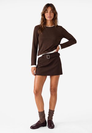 Koton, CREW-NECK T-SHIRT. - Langarmshirt - brown
