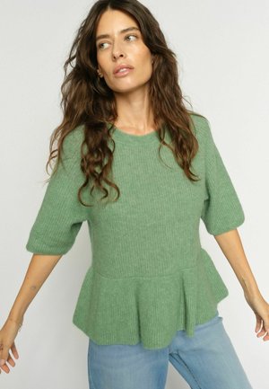 THORA SS O-NECK FRILL - T-shirt print - turf green