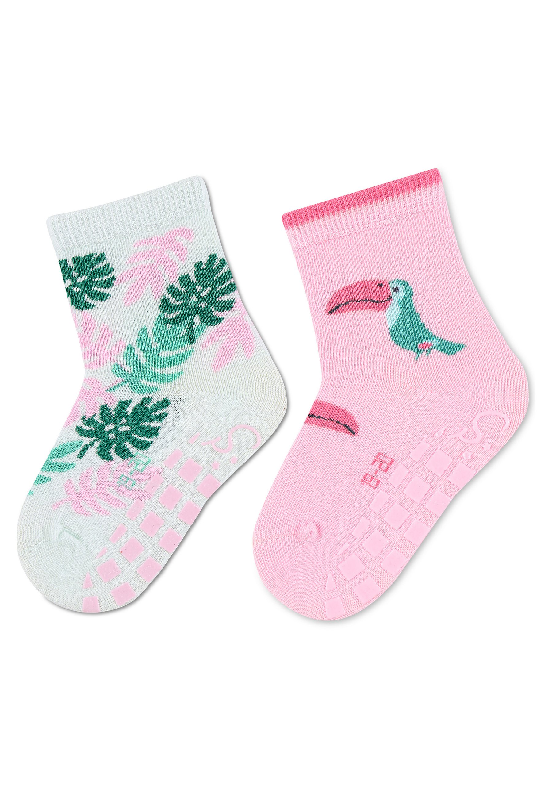 Sterntaler ABS-Krabbelsocken 2er Pack – Mit Anti-Rutsch-Noppen, Motiv Maus & Blüten, Für Babys