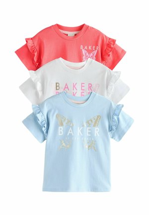 REGULAR FIT - FRILL DETAIL 3 PACK - T-Shirt print - blue pink