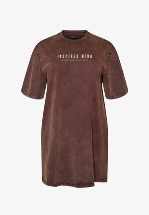 Zizzi, LOCKERES T-SHIRT-KLEID MIT WASHED-OPTIK - T-shirt-kjole - braun