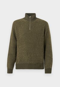 FLUFFY HALF ZIP SWEATER - Džemperis - moss green