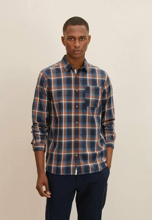 MIT KAROMUSTER - Shirt - navy orange structured check