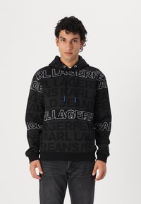Karl Lagerfeld Jeans REGULAR TEXT HOODIE - Sudadera - black/white