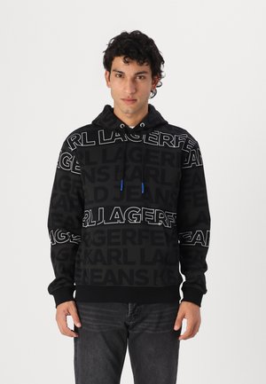Karl Lagerfeld Jeans REGULAR TEXT HOODIE - Sudadera - black/white