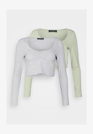 Even&Odd Petite 2 PACK - Bluză cu mânecă lungă - mottled grey/green
