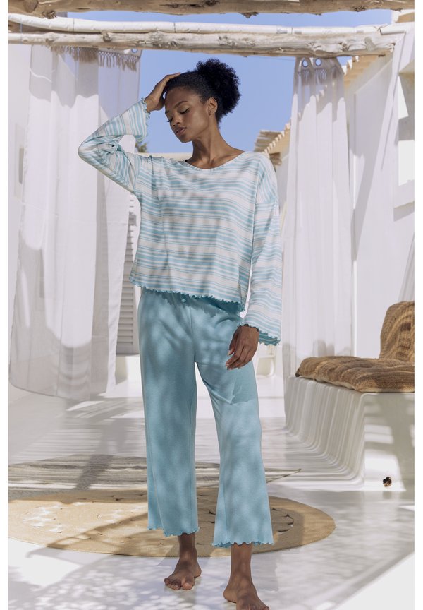Nachtwäsche Hose - türkis meliert