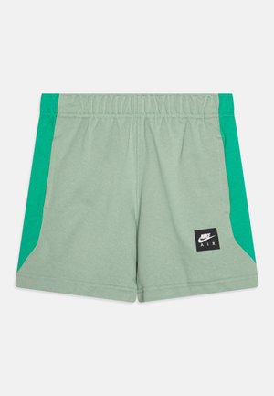 Minzgrüne Shorts mit einem dunkelgrünen seitlichen Einsatz, elastischem Bund und einem schwarzen Nike Air-Logoetikett auf der vorderen rechten Seite.