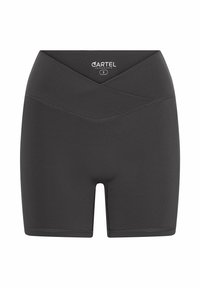 Shorts negri din material elastic cu talie înaltă, având un design încrucișat în față și cusături plate pentru confort. Mărimea S.