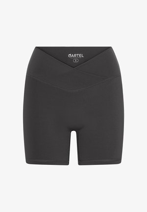 Mustad venituslühikesed püksid, millel on kõrge vöökoht, ees on kokkukäiva disaini ja tasasel õmblusel mugavuse tagamiseks. Suurus S.