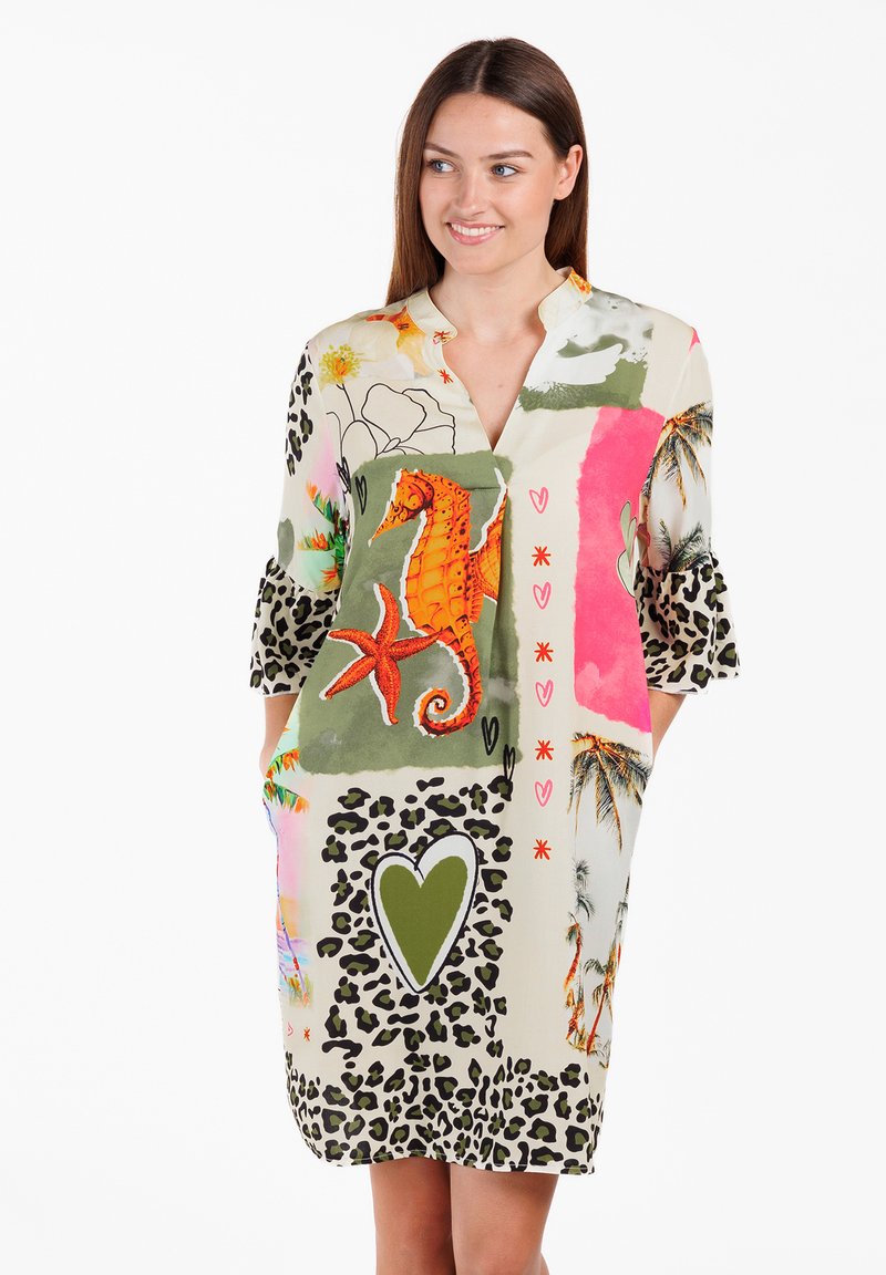 Key Largo MOSAIC V-NECK - Vestito casual - khaki