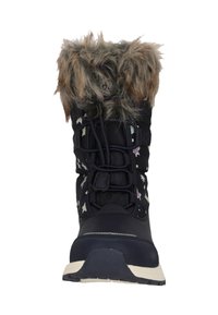 Marine winterboot met faux fur kraag, bloemenpatronen, vetersluiting en rubberen zool voor veel grip. Textiel met structuur en stevige constructie.