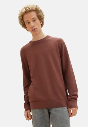MIT BÜNDCHEN AN ÄRMEL UND SAUM - Strickpullover - rot
