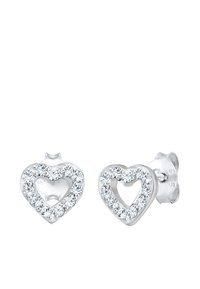 Boucles d'oreilles en argent en forme de cœur, avec un centre creux, entourées de cristaux ronds et transparents qui accentuent leur éclat. Marque 925 pour garantir la qualité.