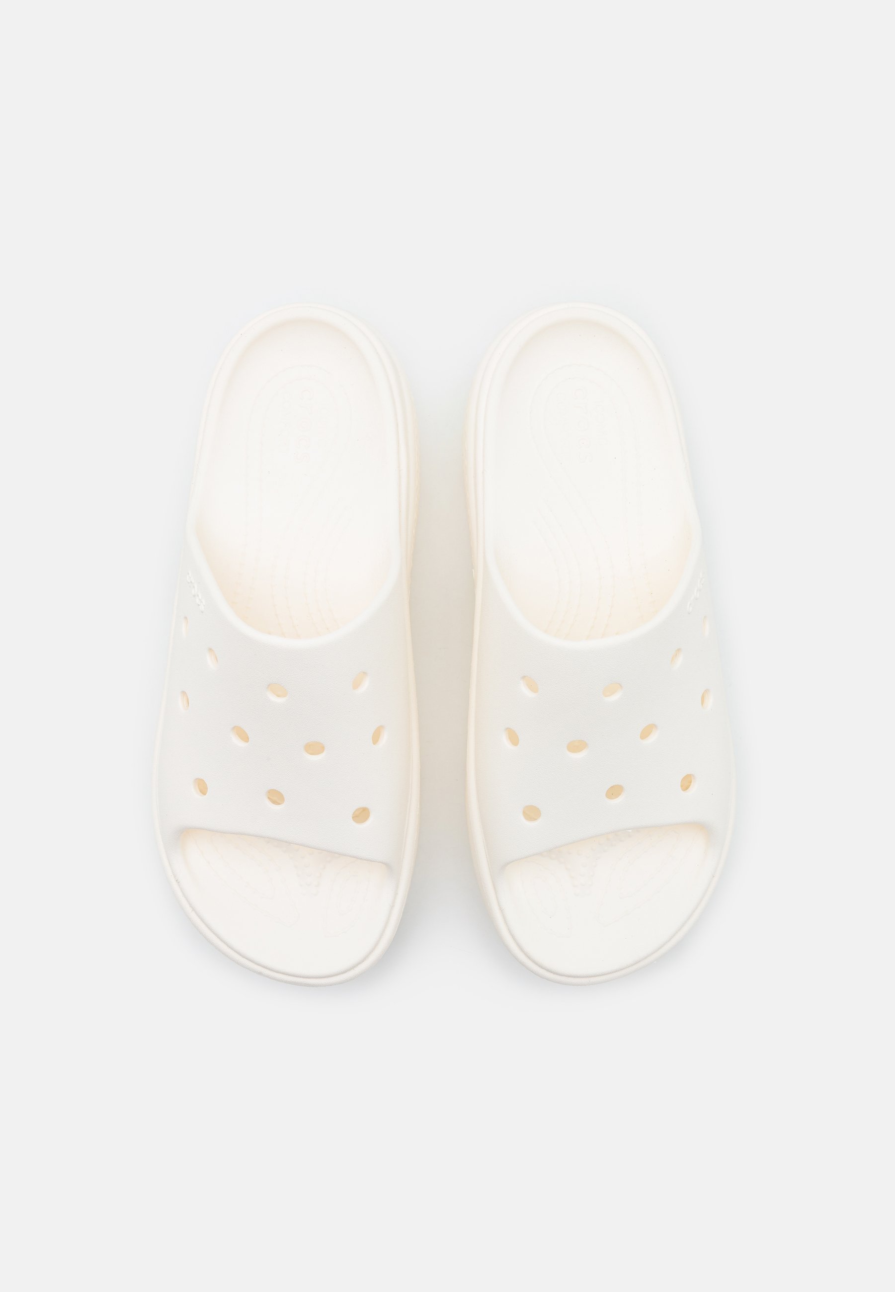 Crocs STOMP SLIDE UNISEX - Pantoletai su kulnu - chalk/balta