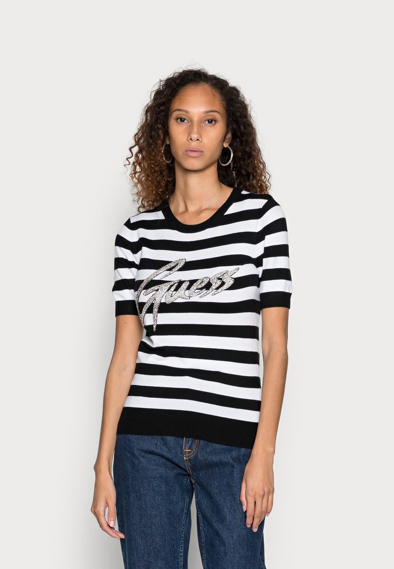 Guess ODETTA - T-shirt estampada - black and white