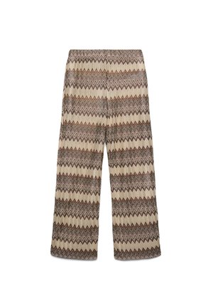 Terranova, PANTALONI WIDE LEG IN MAGLIA CHEVRON EFFETTO LUCCICANTE - Pantaloni - var cacao