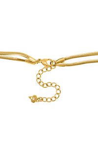 Collier multi-brins plaqué or avec une texture lisse, doté d'un fermoir et d'une chaîne ajustable avec un accent en quincaillerie décorative.